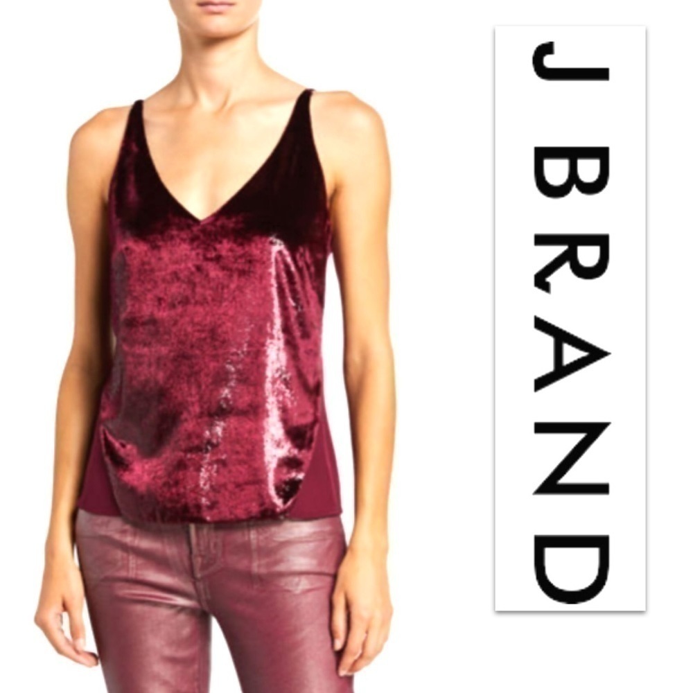 𝅺J Brand Velvet Soft V Neck Sleeveless Cami Italy Timeless Luxury Chic